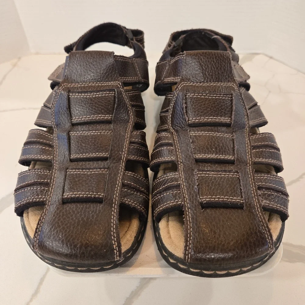 Leather Brown Fishermans Hiking Outdoor Sandals Mens Size 12